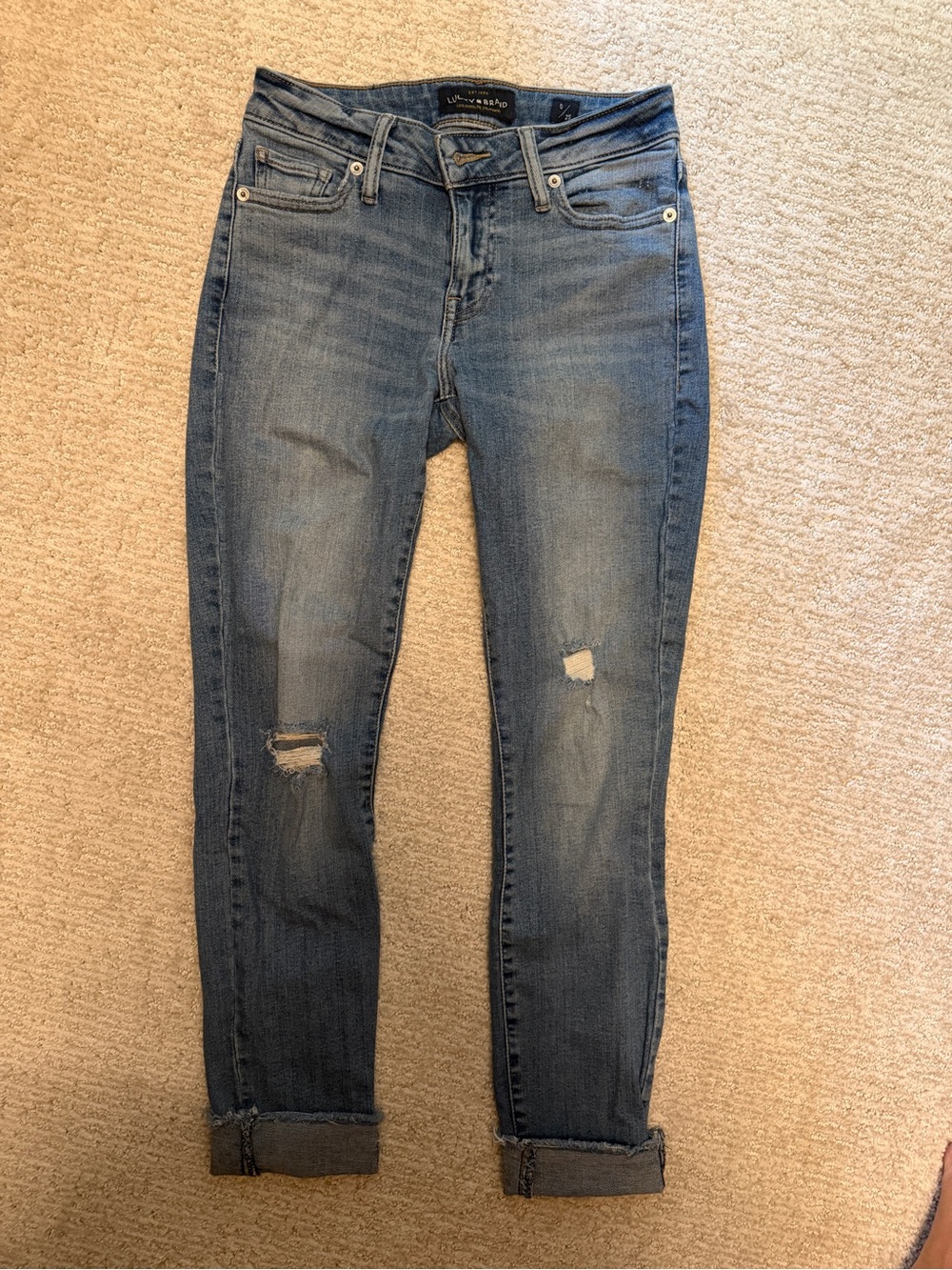 Lucky Brand Women's Medium Blue Distressed Ankle Skinny Jeans